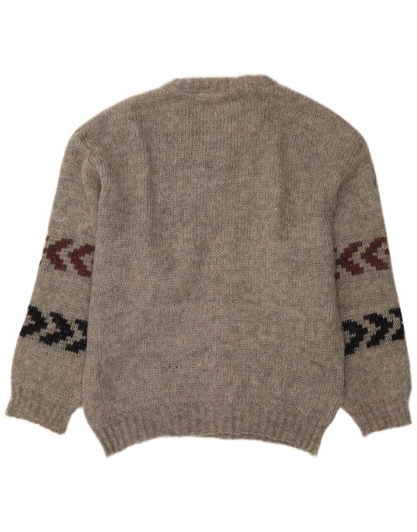 Vintage męski sweter z okrągłym dekoltem, rozmiar 40, średnie szare paski