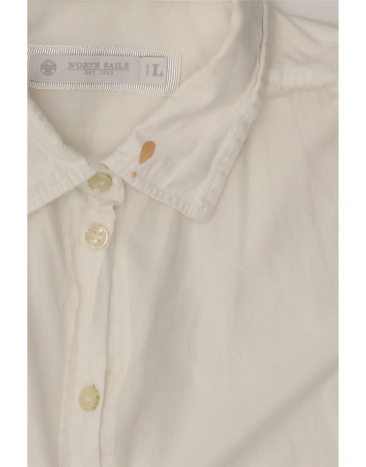 NORTH SAILS Womens Short Sleeve Shirt UK 16 Large White Cotton Vintage North Sails and Second-Hand North Sails from Messina Hembry 