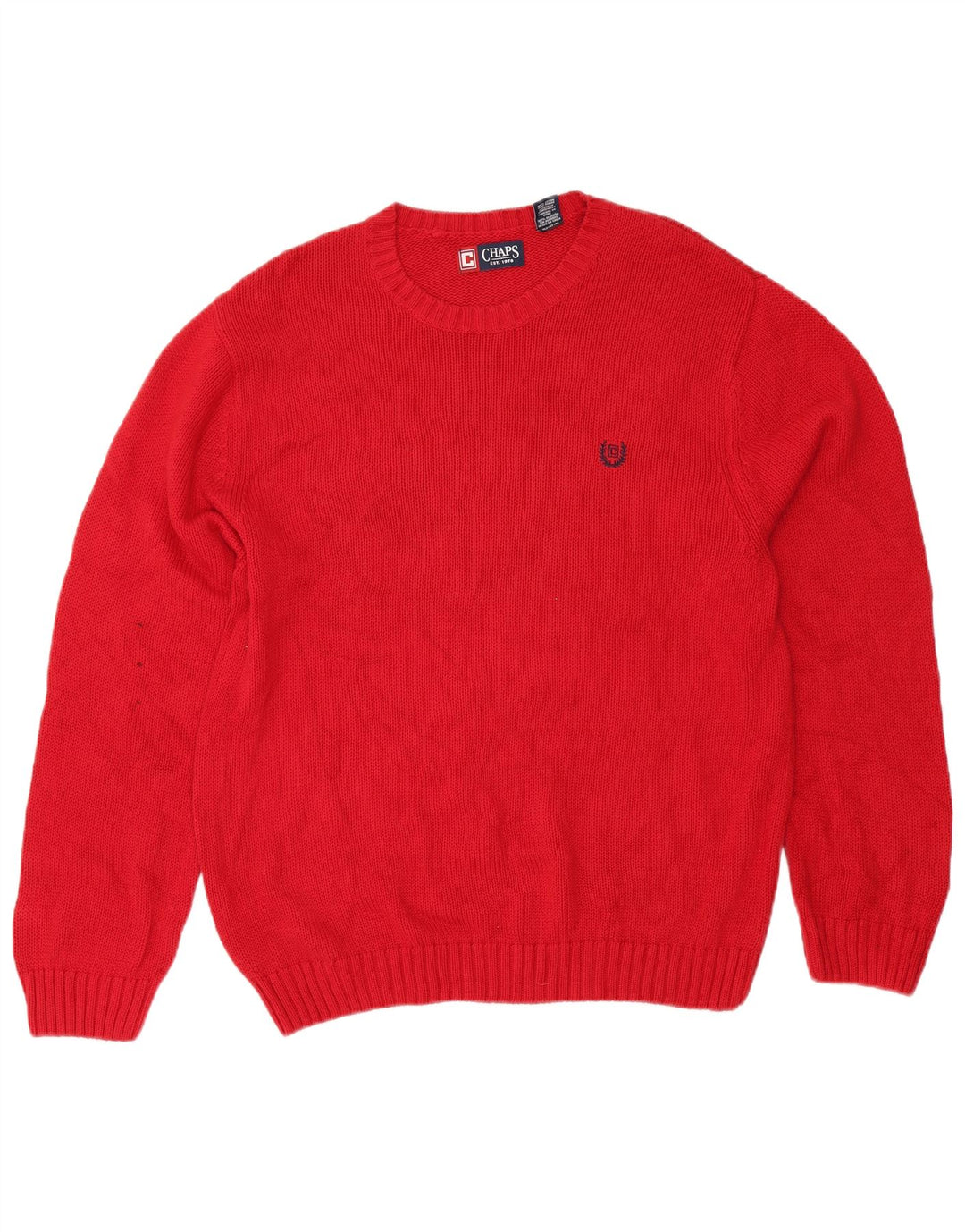Męski sweter z wycięciem pod szyją Chaps, duży, czerwony, bawełniany