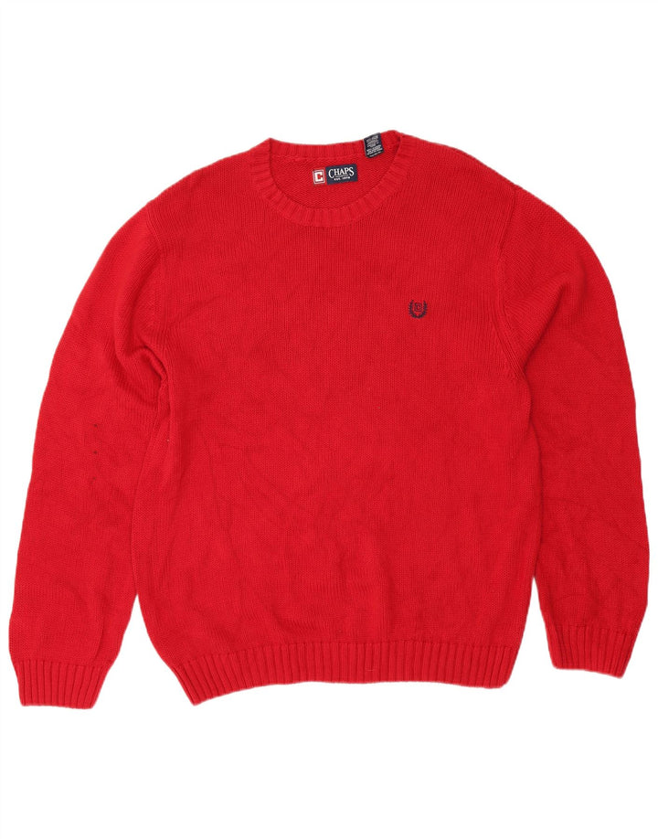 Męski sweter z wycięciem pod szyją Chaps, duży, czerwony, bawełniany