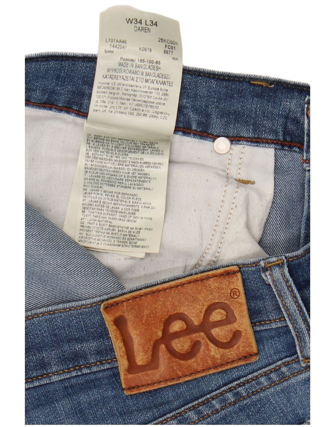 Damskie jeansy Lee Daren Straight W34 L29 Niebieskie bawełniane