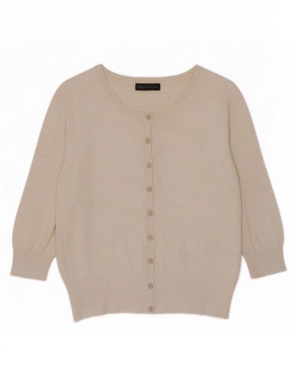 Sweter damski Marks & Spencer Crop Cardigan UK 14 Średni Beżowy Nakrapiany
