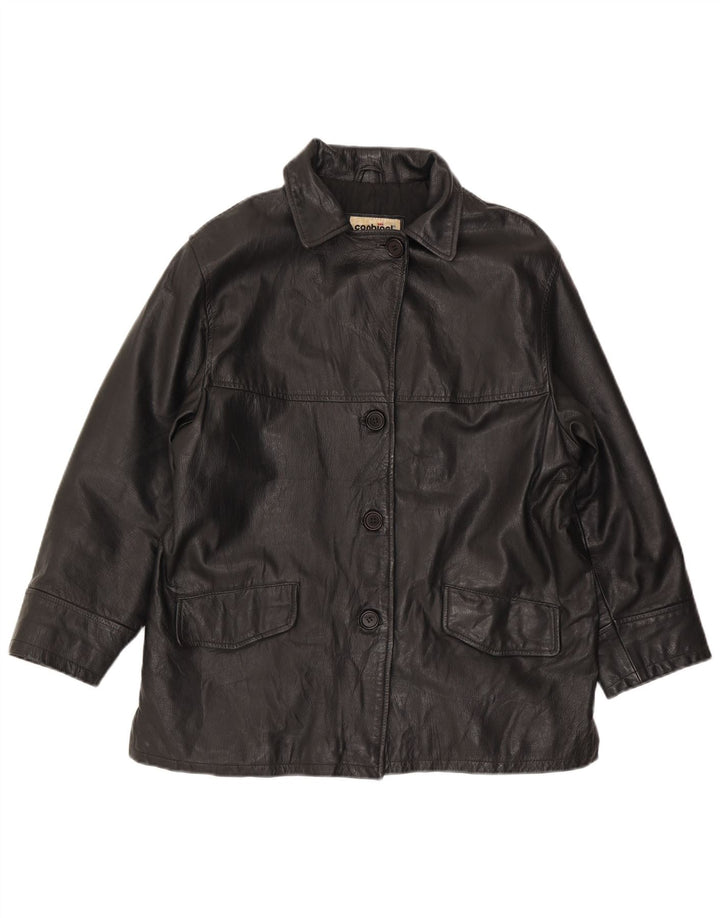 Conbipel Damska kurtka skórzana oversize IT 44 Średnia czarna skóra