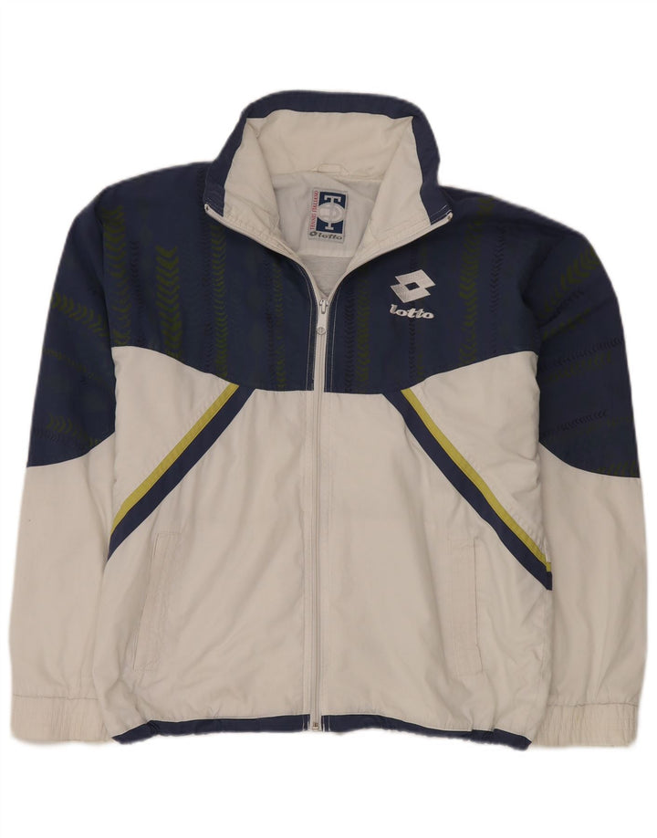 Męska kurtka dresowa Lotto, duża, biała, z blokami kolorów