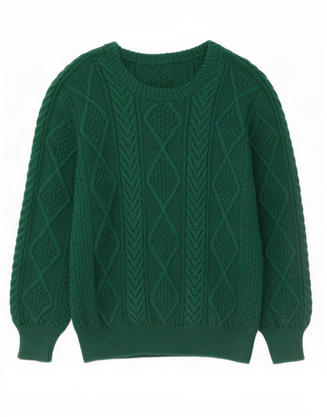Męski sweter z okrągłym dekoltem w stylu vintage, średnio zielony