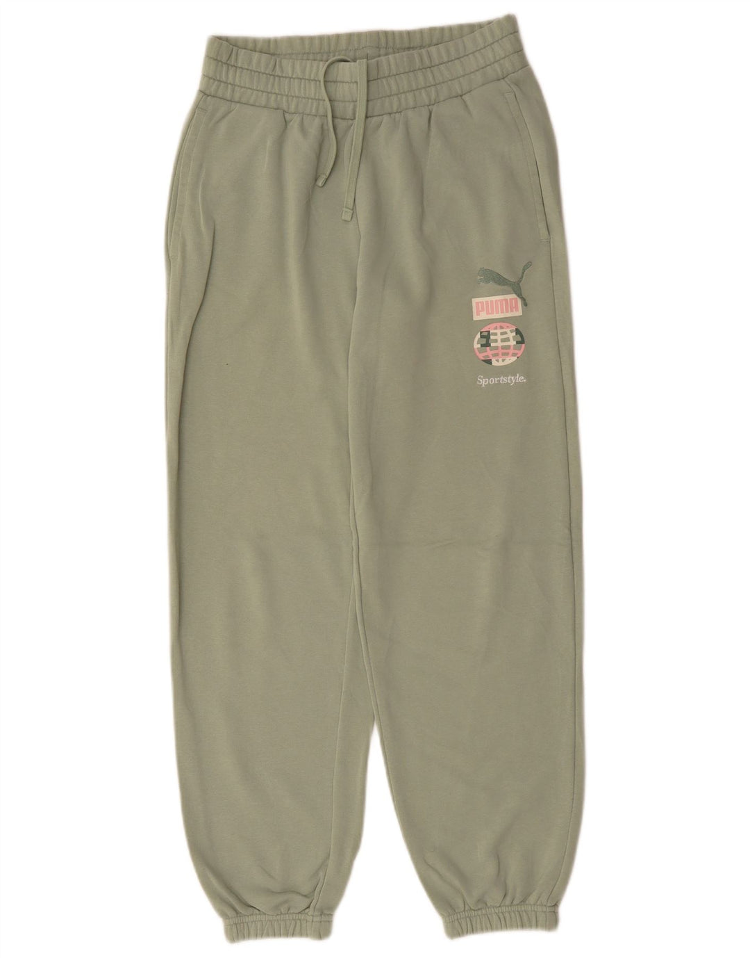 Damskie spodnie dresowe PUMA z grafiką Joggers UK 8 Small Khaki Cotton