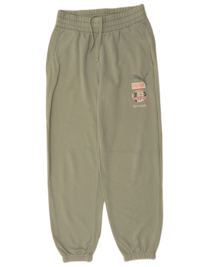 Damskie spodnie dresowe PUMA z grafiką Joggers UK 8 Small Khaki Cotton