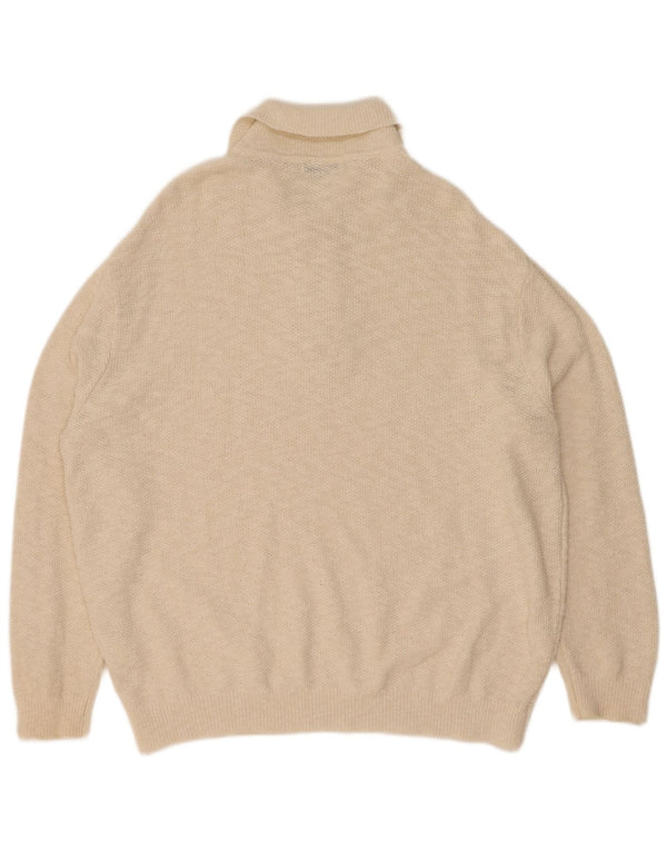 Męski sweter Zara z dekoltem w serek, duży, z białej bawełny w cętki