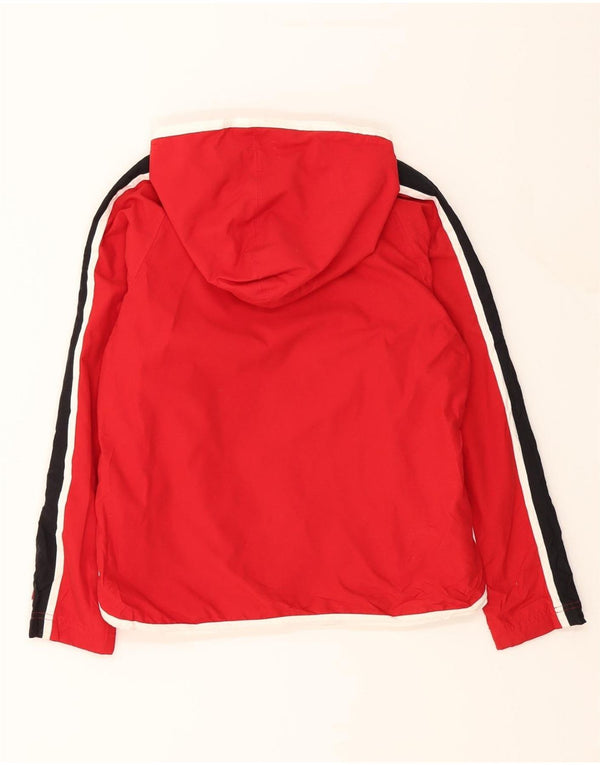 REEBOK Womens Hooded Pullover Rain Jacket UK 10 Small Red Colourblock