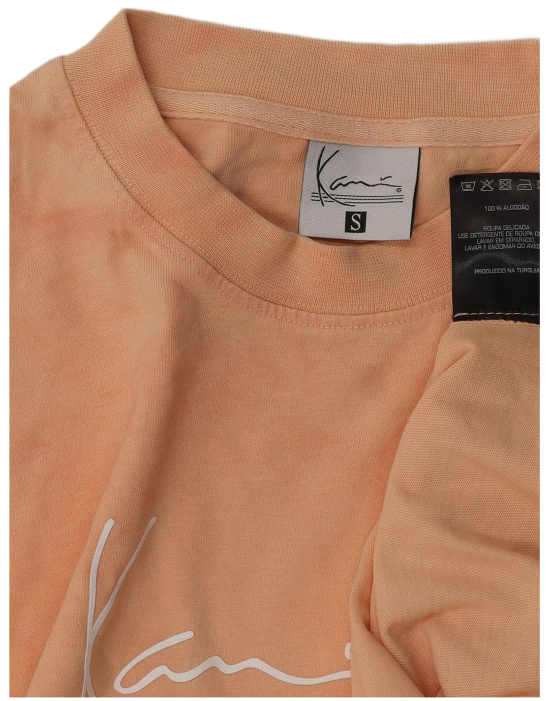 Męska koszulka z grafiką KARL KANI, mała, różowa, bawełniana