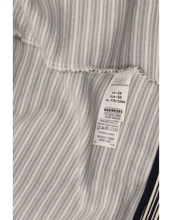 Marks & Spencer Damska otwarta marynarka UK 24 4XL granatowa w paski