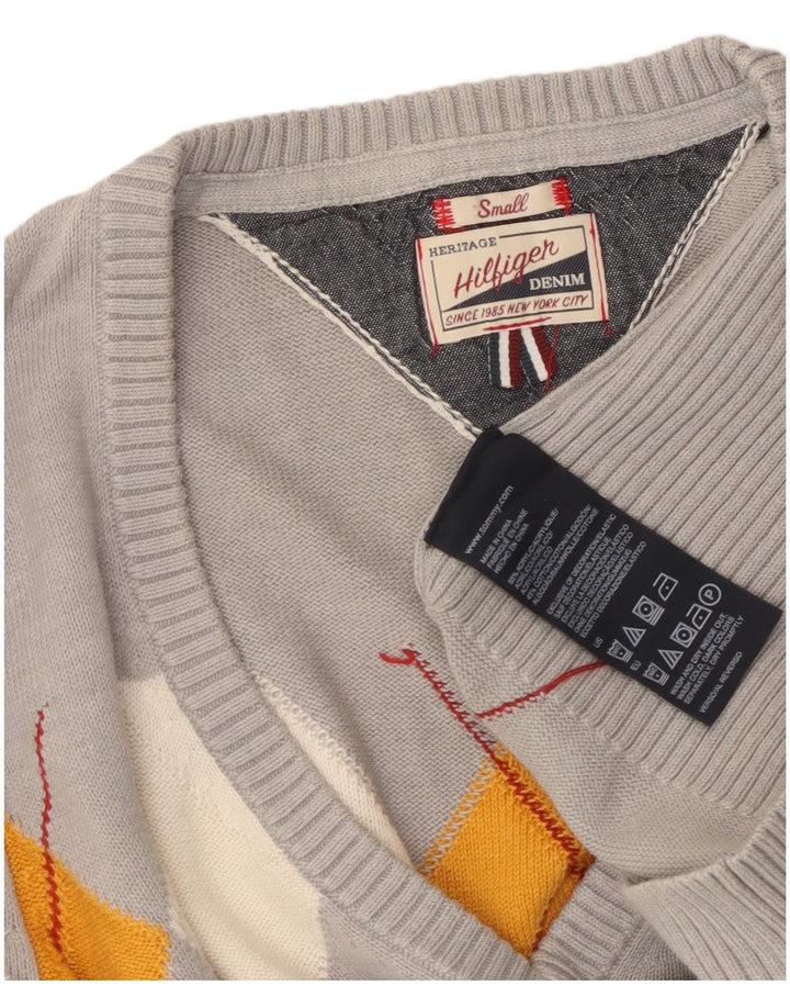 Damski sweter Tommy Hilfiger Heritage z dekoltem w kształcie litery V, UK 10, mały szary