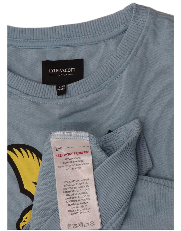 Bluza chłopięca Lyle & Scott z grafiką, 12-13 lat, niebieska, bawełniana