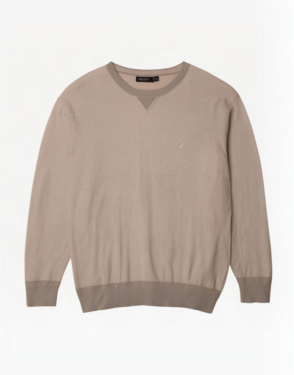 Męski sweter Nautica z dekoltem w łódkę, 2XL, szara bawełna