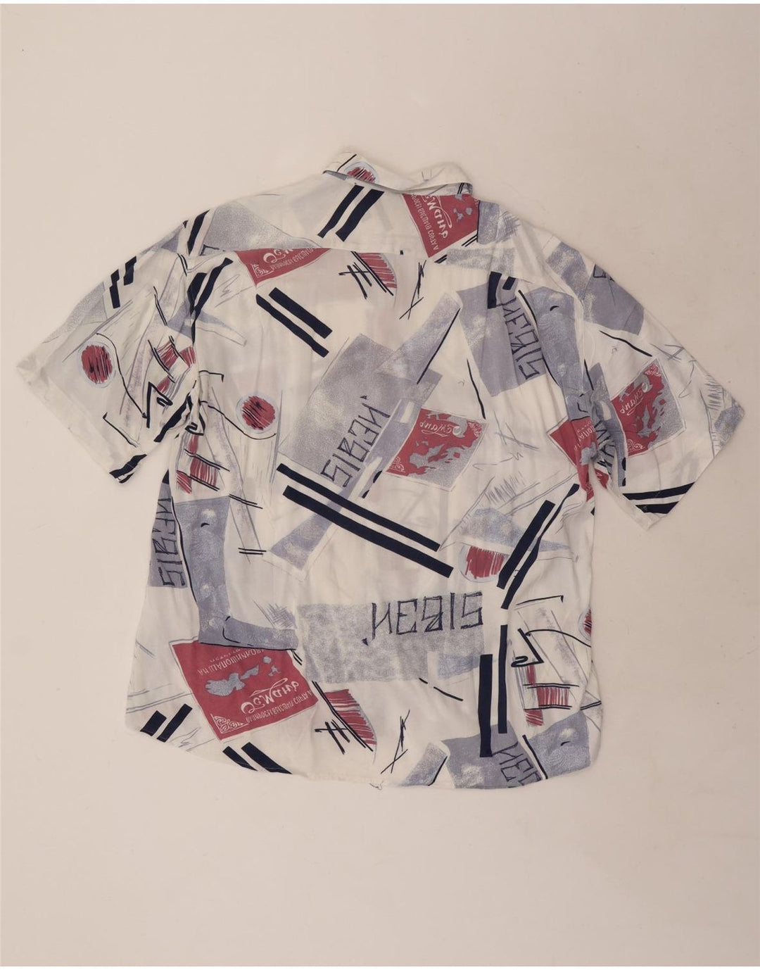 Vintage męska koszula z krótkim rękawem XL, wielobarwna, geometryczna