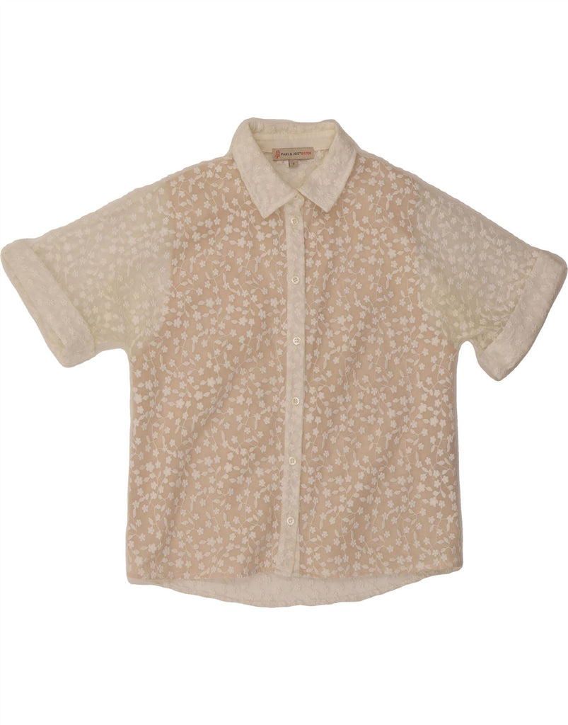 PAUL & JOE Womens See Through Lace Shirt Size 0 XS White Floral Polyester Vintage Paul & Joe and Second-Hand Paul & Joe from Messina Hembry 