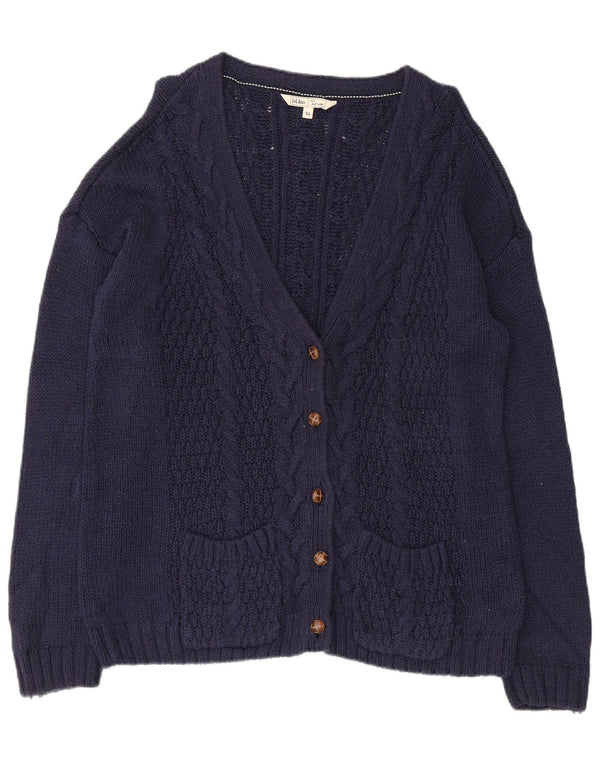 Fat Face Womens Cardigan Sweater UK 16 Large Navy Blue Cotton