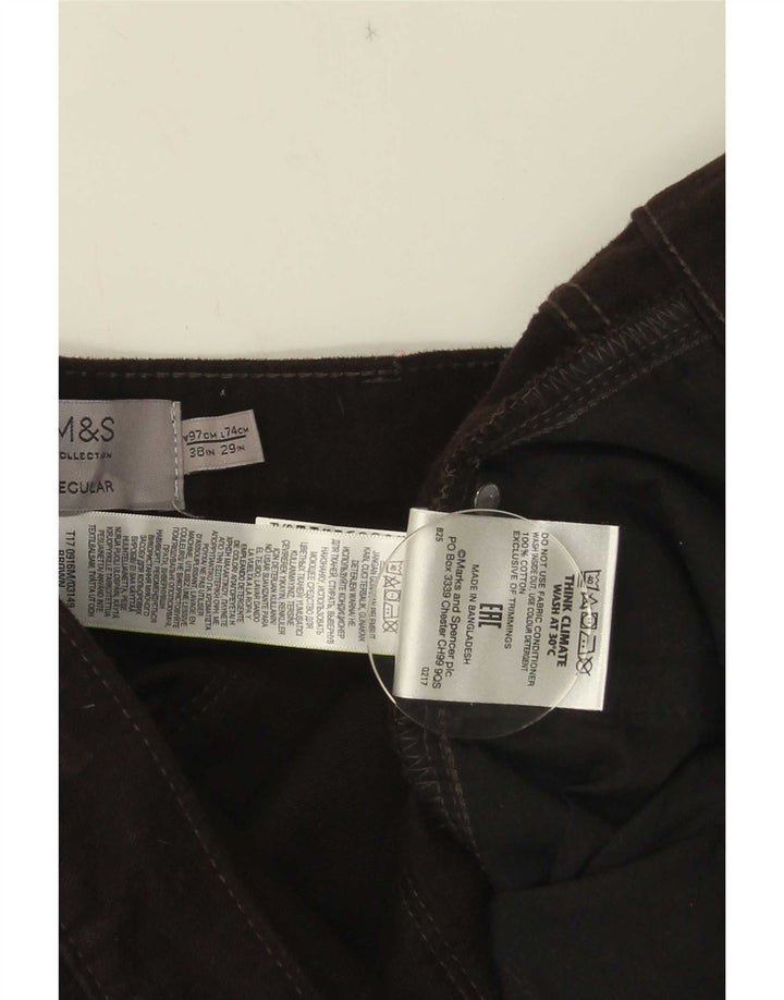 Męskie spodnie codzienne Marks & Spencer o regularnym kroju W38 L29 Brązowa bawełna