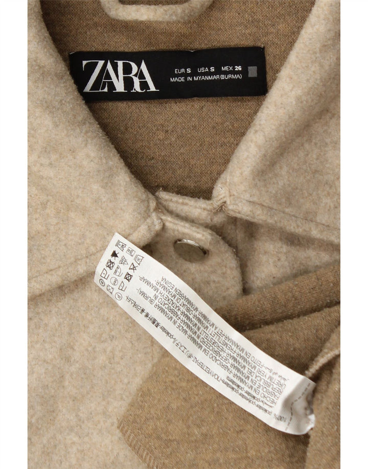 Damska kurtka bomberka oversize Zara UK 10, mała, beżowa, poliester