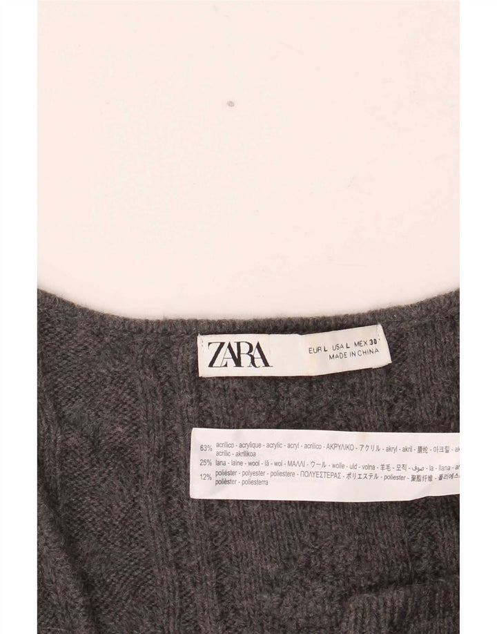 Sweter damski Zara UK 14, duży, szary, akrylowy