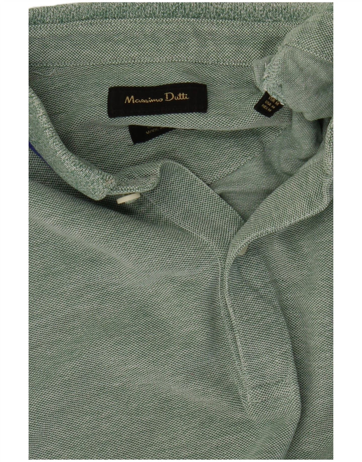 Męska koszulka polo MASSIMO DUTTI w kolorze średniozielonym, nakrapiana