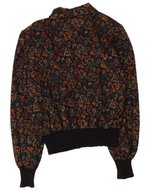 Damska bluzka z długim rękawem w stylu vintage, UK 14, duża, wielobarwna paisley