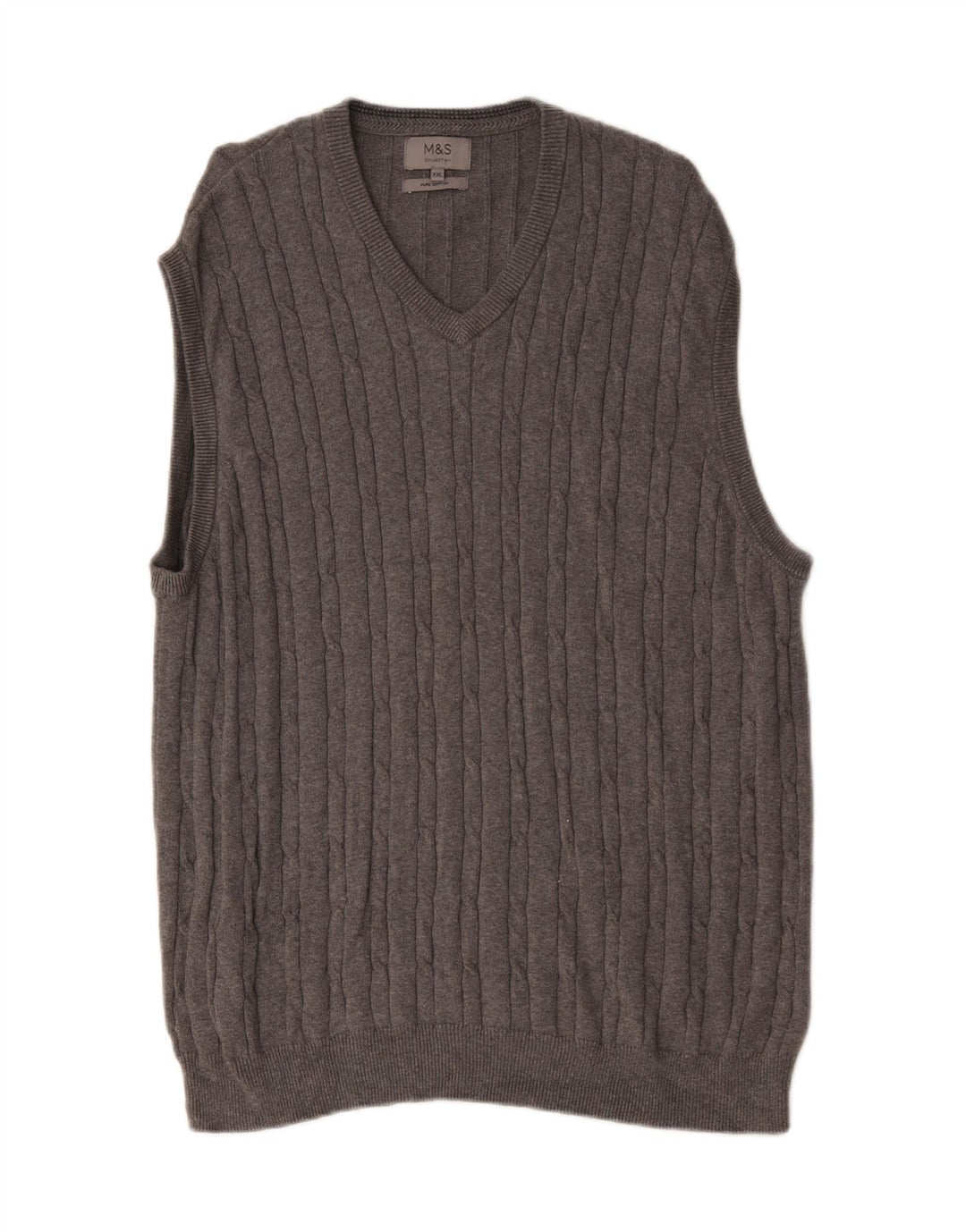 Marks & Spencer Męski podkoszulek bez rękawów, 2XL, szary, bawełniany