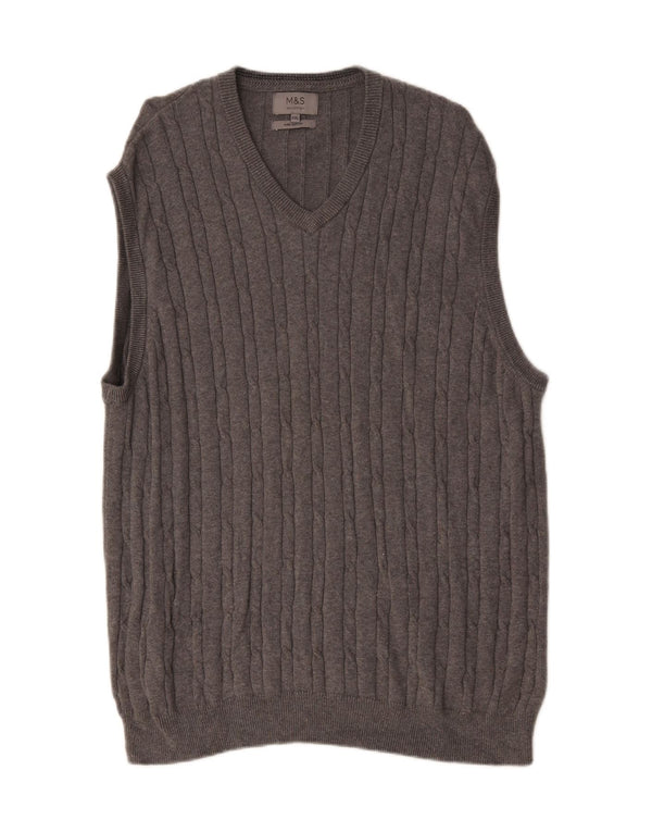 Marks & Spencer Męski podkoszulek bez rękawów, 2XL, szary, bawełniany