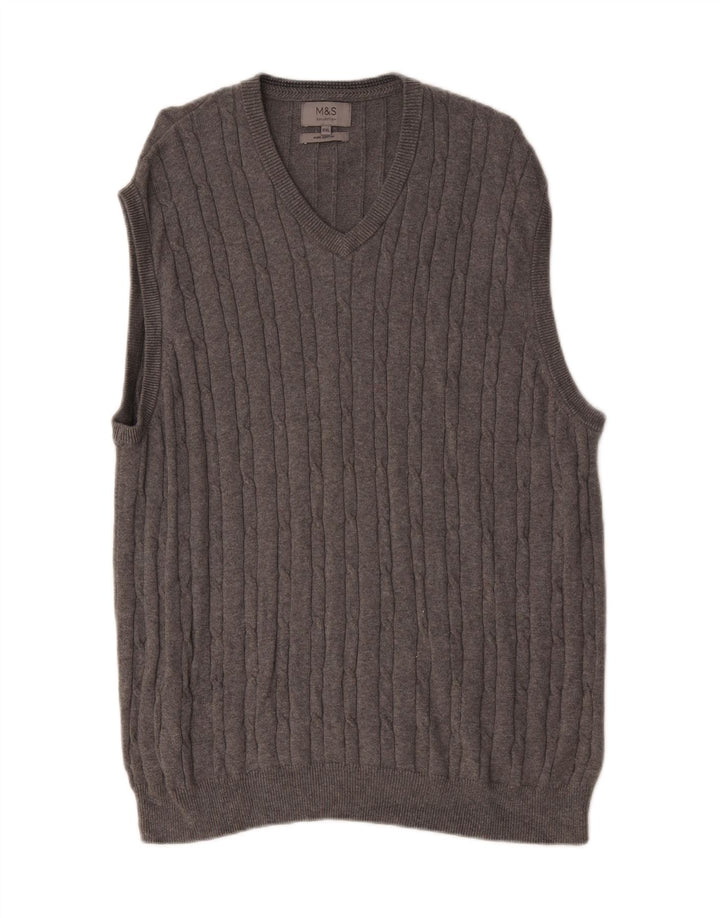 Marks & Spencer Męski podkoszulek bez rękawów, 2XL, szary, bawełniany