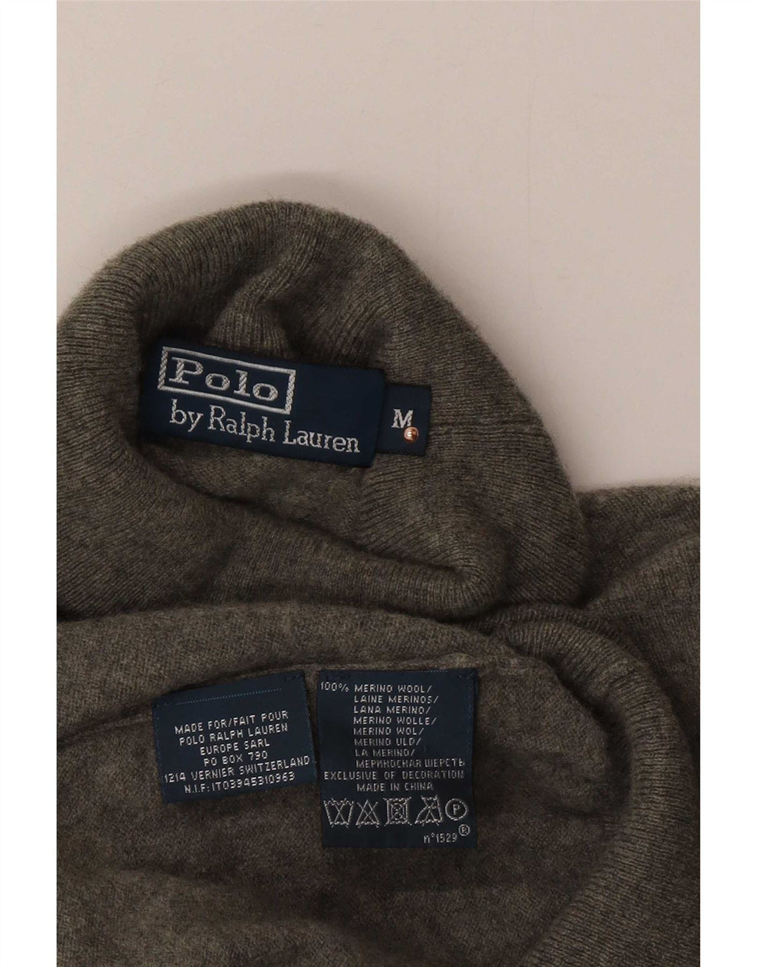 Polo Ralph Lauren Męski sweter z golfem, średnioszary, wełniany