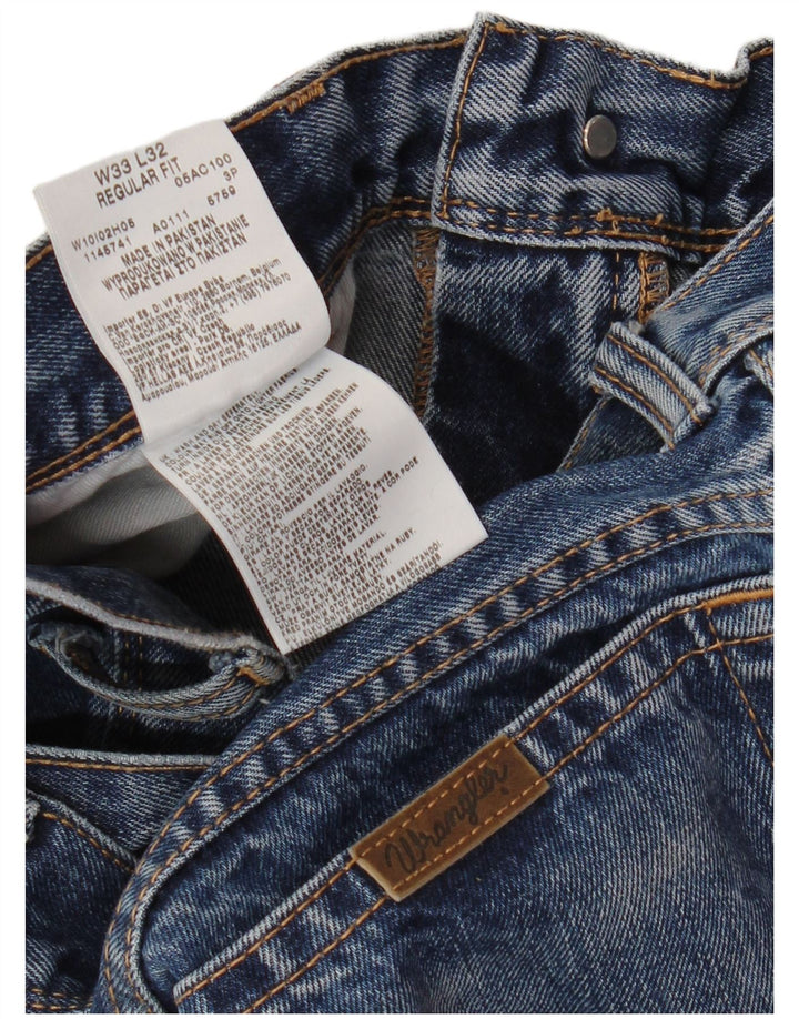 Męskie proste dżinsy WRANGLER W33 L32, niebieskie, bawełniane