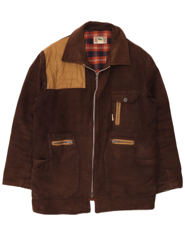 Męska kurtka wiatrówka Vintage IT 54 2XL Brązowa bawełna w bloki kolorów