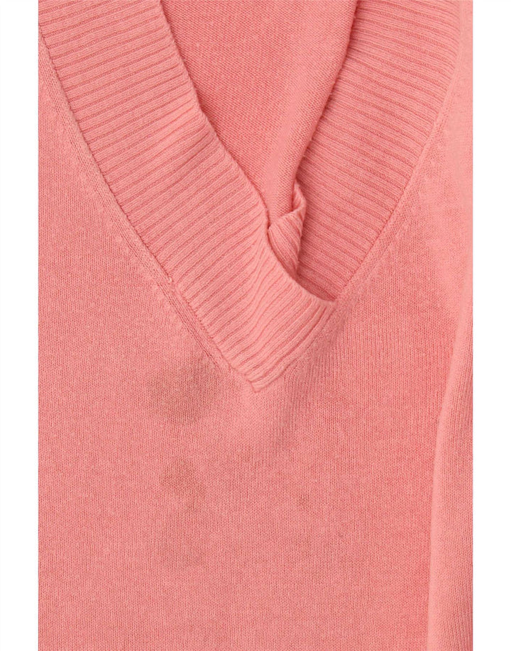 Marks & Spencer Damski sweter oversize z dekoltem w kształcie litery V, UK 16, duży różowy