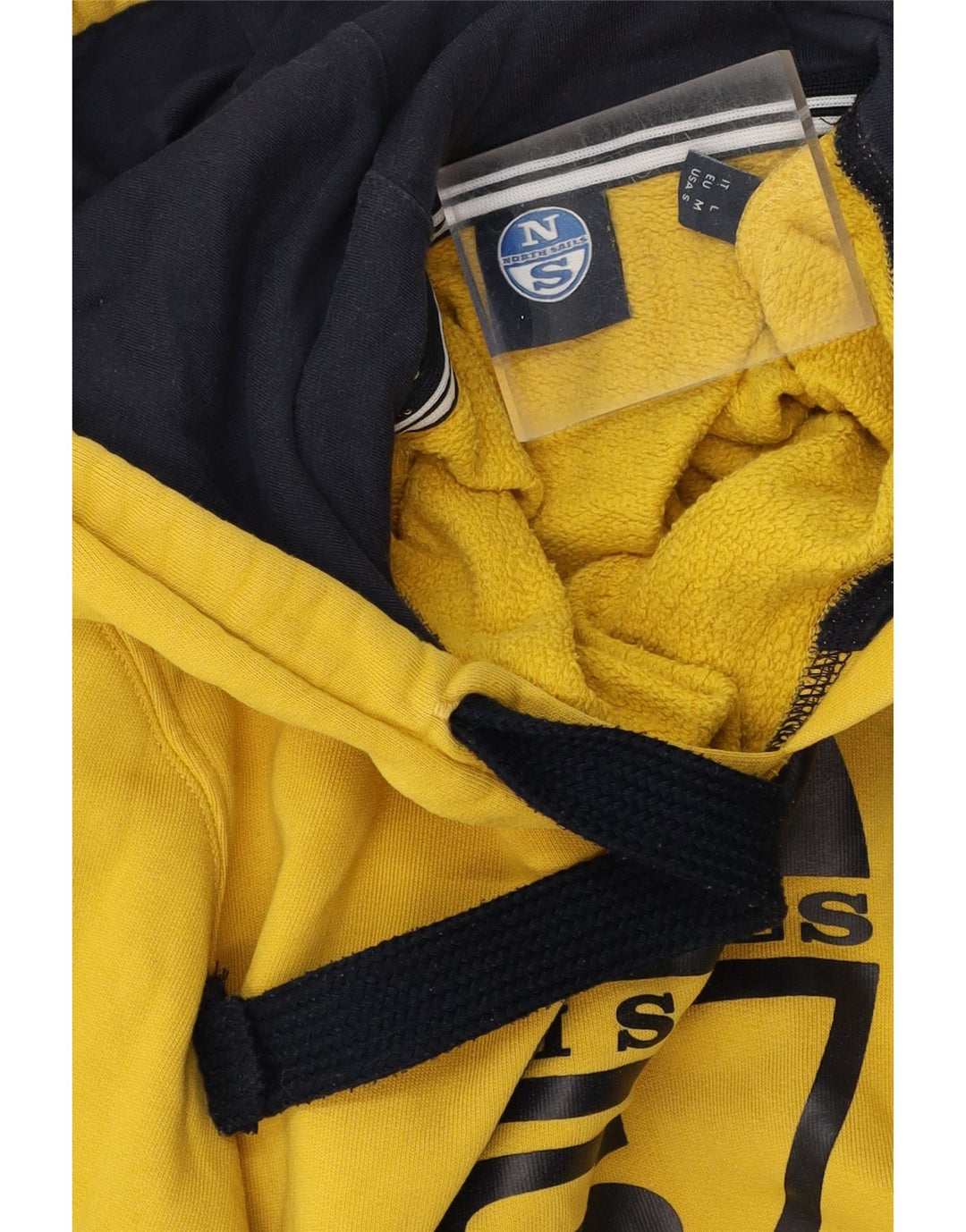 Męski sweter z kapturem i grafiką North Sails, średni żółty, bawełniany