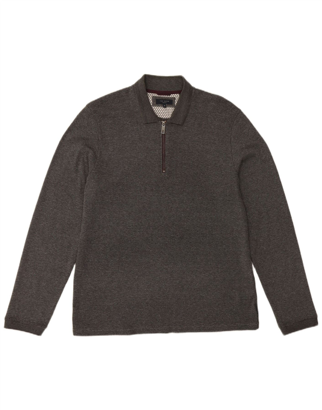 Męska koszulka polo z długim rękawem TED BAKER London, rozmiar 5 XL, szara, bawełniana