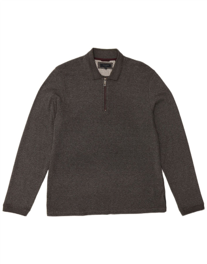 Męska koszulka polo z długim rękawem TED BAKER London, rozmiar 5 XL, szara, bawełniana