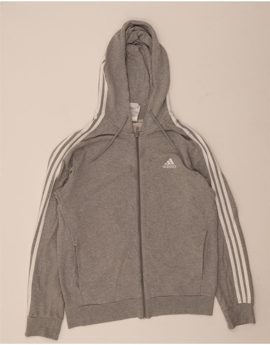Męski sweter z kapturem i zamkiem Adidas o regularnym kroju, średnioszary, bawełniany