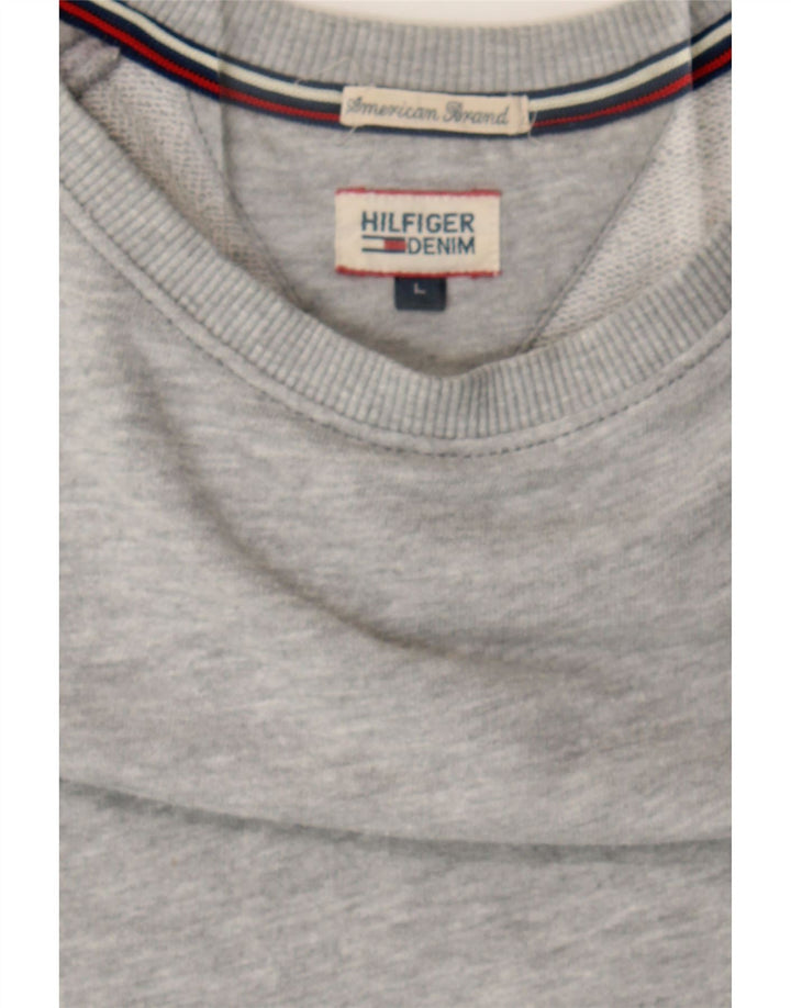 TOMMY HILFIGER Womens Sweatshirt Jumper UK 16 Large Grey Cotton Vintage Tommy Hilfiger and Second-Hand Tommy Hilfiger from Messina Hembry 
