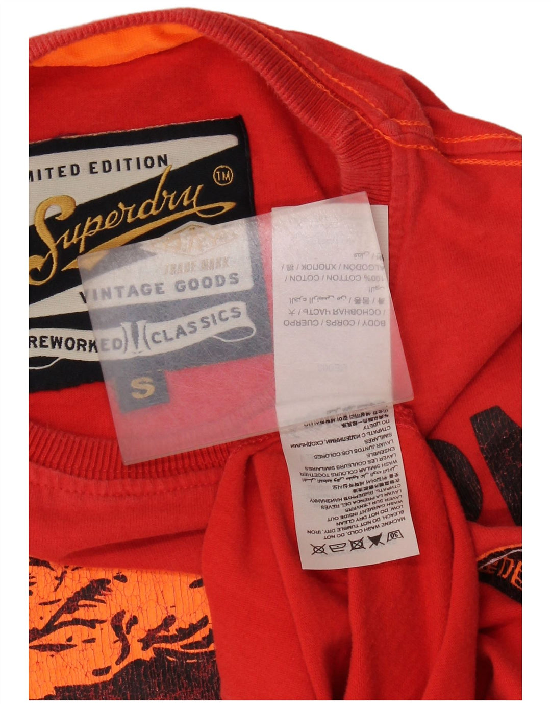 Męski T-shirt z grafiką Superdry, mały, czerwony, bawełniany