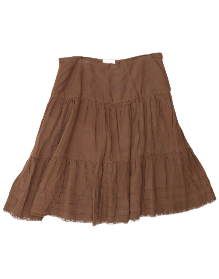 Warstwowa spódnica damska Massimo Dutti W30 Średni brązowy lniany