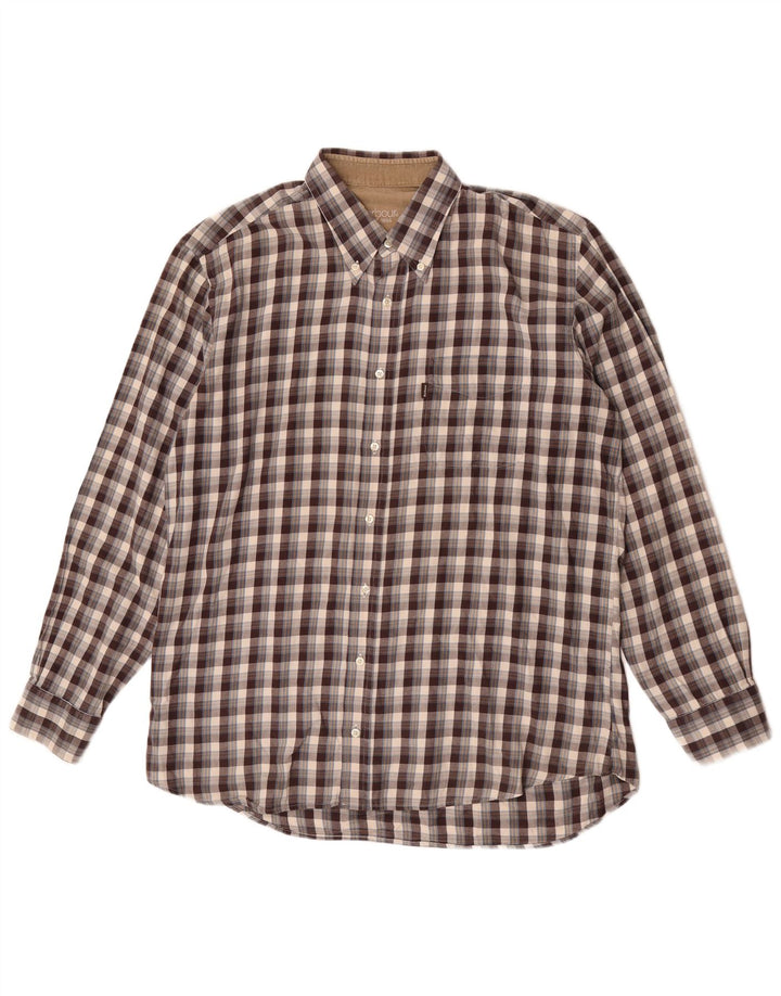 Męska koszula flanelowa Barbour, duża, brązowa, bawełniana w kratę