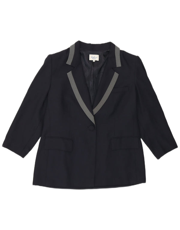 Luisa Spagnoli Womens 1 Button Blazer Jacket IT 48 XL Navy Blue Acetate