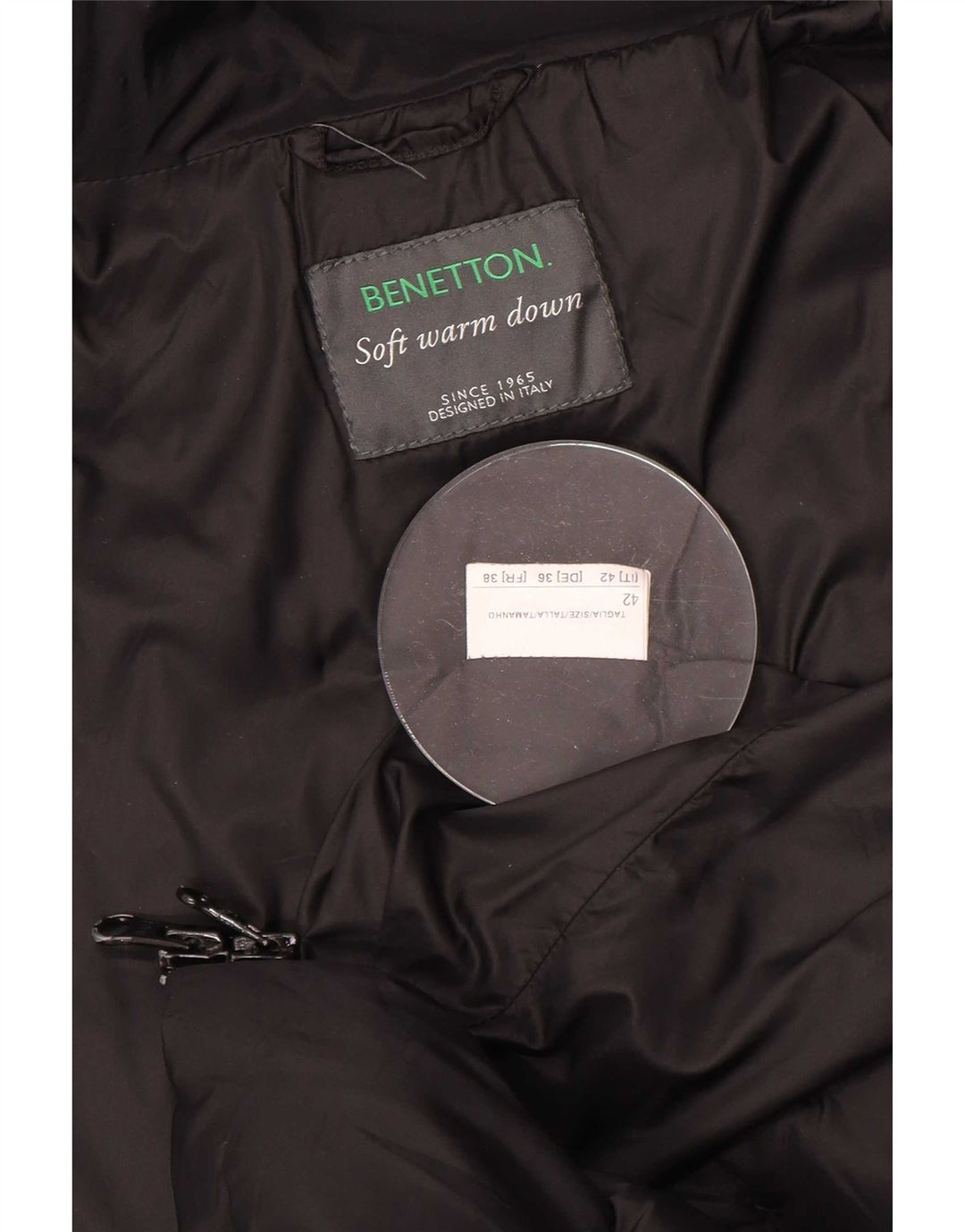 Damska ocieplana kurtka z kapturem Benetton IT 42 Medium Black