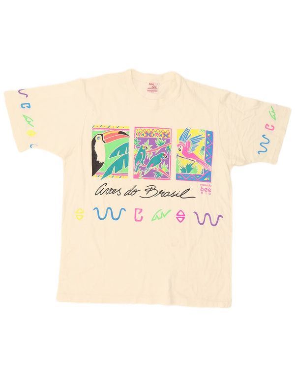 Damska koszulka z grafiką w stylu vintage, UK 18 XL, biała