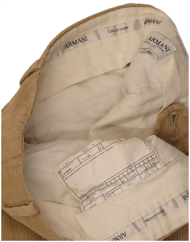 Męskie proste sztruksowe spodnie Armani IT 48 Medium W32 L31 Beżowa bawełna