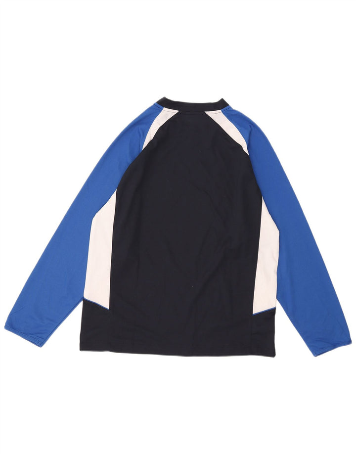 Męski top Umbro z długim rękawem, średni granatowy, poliester w blokach kolorów