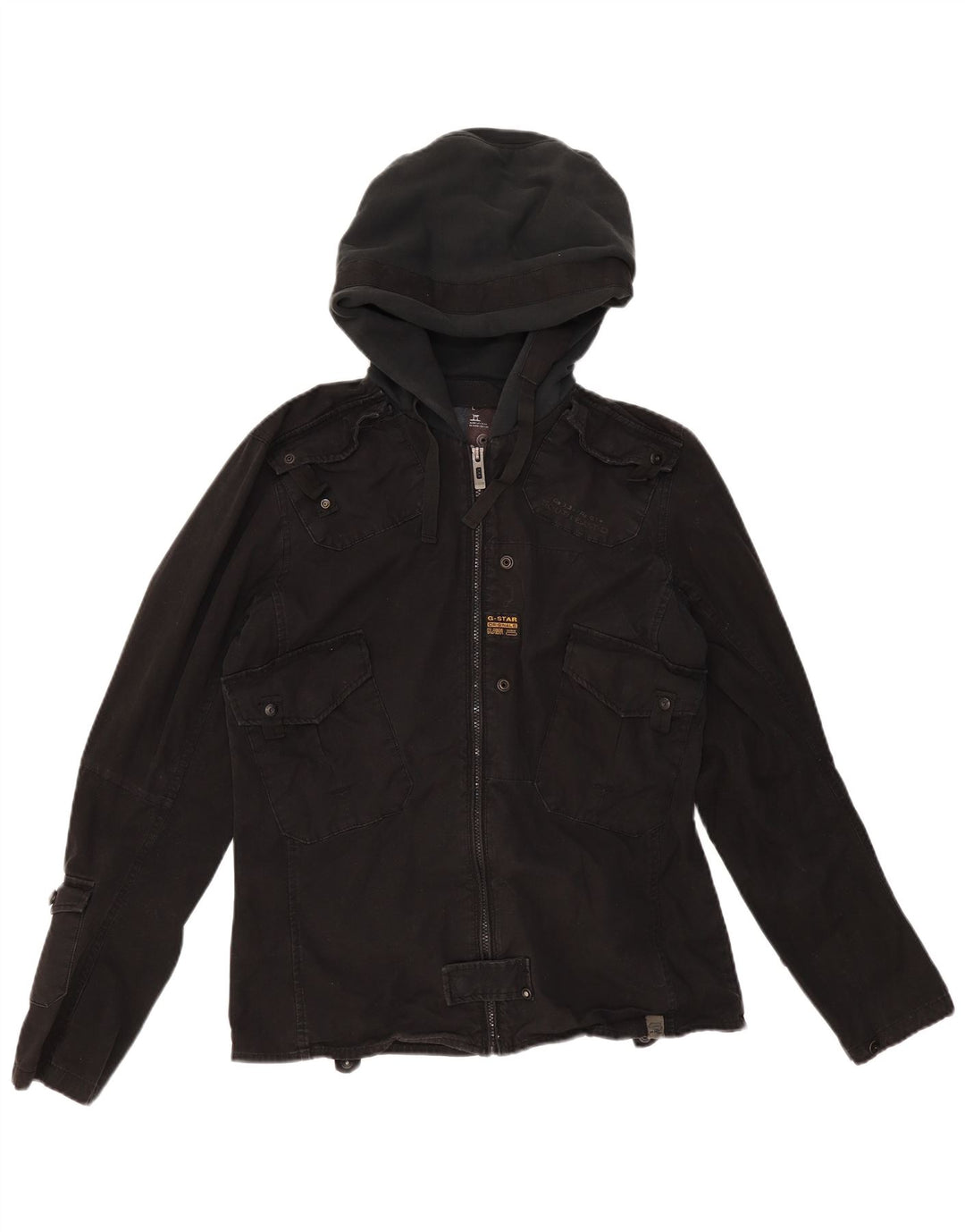 Męska kurtka z kapturem G-STAR UK 40, duża, czarna, bawełniana
