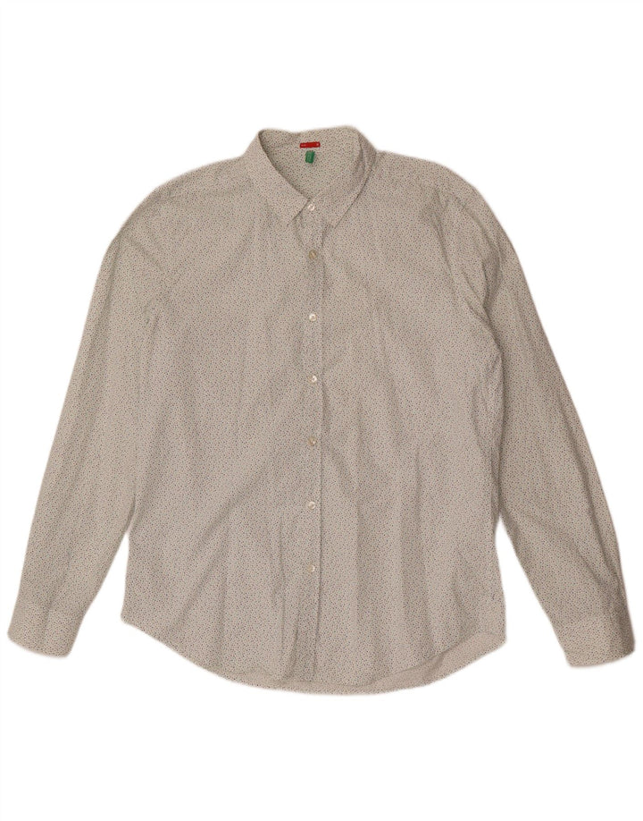 Koszula męska BENETTON Slim Fit, duża, w białe cętki