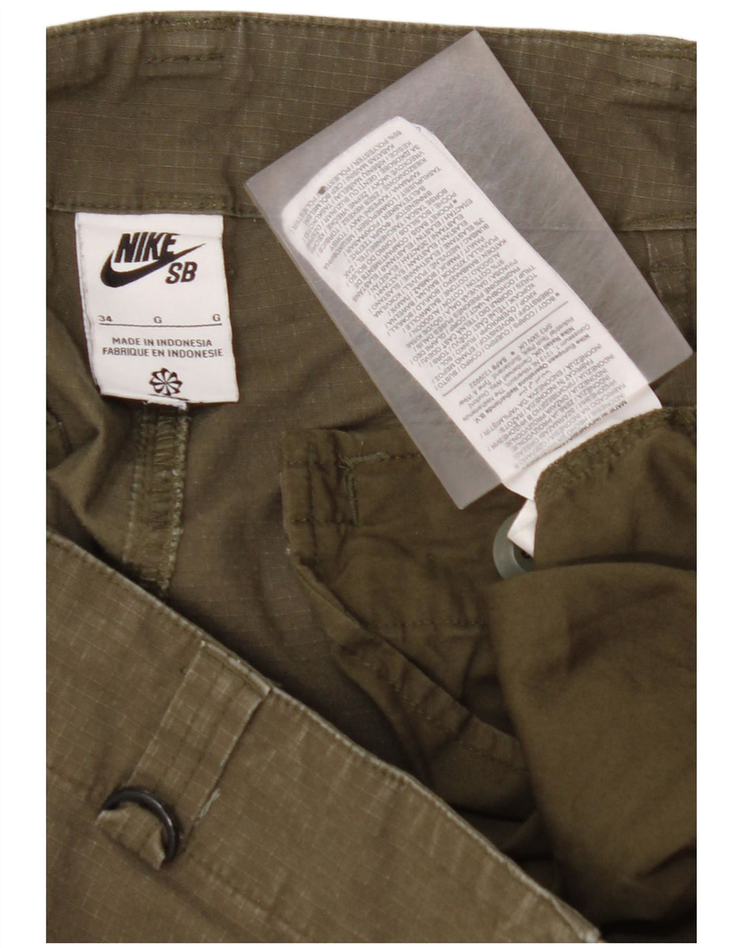Damskie spodnie cargo NIKE W34 L27 Khaki, bawełna
