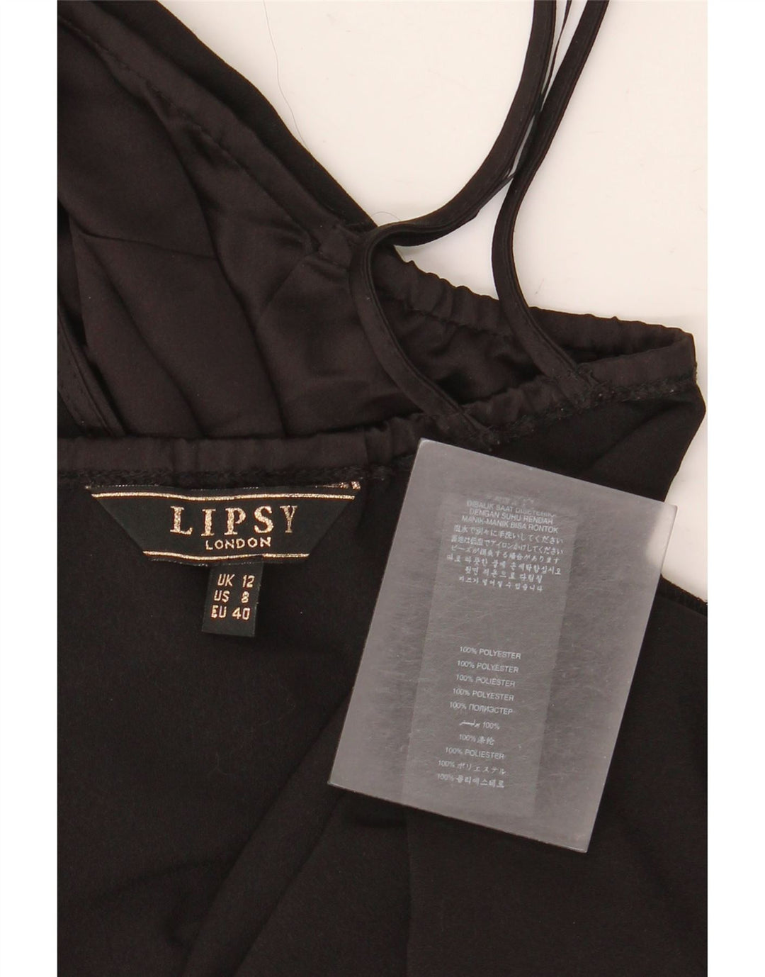 Damski top Lipsy Crop Halter UK 12, średni czarny poliester